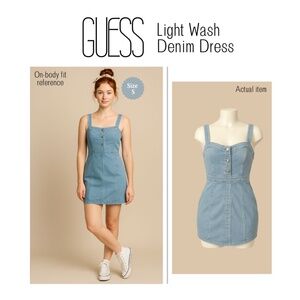 GUESS Light Wash Denim Mini Dress | Button Front Bombshell 💙#SummerReady 🛍️➕💲